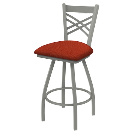 36 Swivel X-Tall Bar Stool,Nickel Finish,Graph Poppy Seat